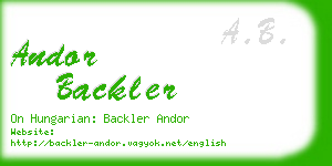 andor backler business card